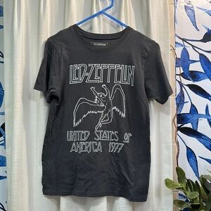 Women 2017 Led Zeppelin Gray & White 100% Cotton T-Shirt Size Medium